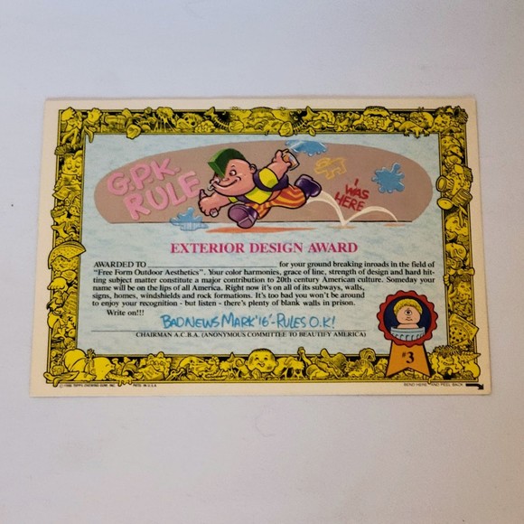 Vtg Garbage Pail Kids Topps 5x7 Giant Sticker #3 "GPKids Rule!" 1986 Rare. - Picture 2 of 6
